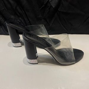 Black & Transparent bedazzled heels
